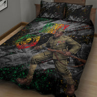 Henry Johnson Black History Month Quilt Bed Set Harlem Hellfighters Pan African Grunge Art