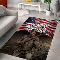 Henry Johnson Black History Month Area Rug Distressed US Flag American Hero Portrait
