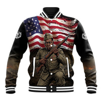 Henry Johnson Black History Month Baseball Jacket Distressed US Flag American Hero Portrait