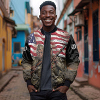 Henry Johnson Black History Month Bomber Jacket Distressed US Flag American Hero Portrait