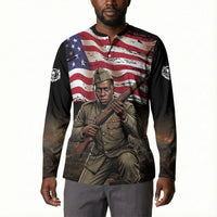 Henry Johnson Black History Month Button Sweatshirt Distressed US Flag American Hero Portrait