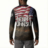 Henry Johnson Black History Month Button Sweatshirt Distressed US Flag American Hero Portrait