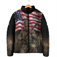 Henry Johnson Black History Month Padded Jacket Distressed US Flag American Hero Portrait