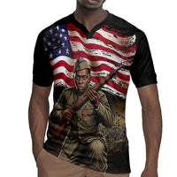 Henry Johnson Black History Month Rugby Jersey Distressed US Flag American Hero Portrait