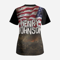 Henry Johnson Black History Month Scrub Top Distressed US Flag American Hero Portrait