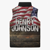 Henry Johnson Black History Month Sleeveless Puffer Jacket Distressed US Flag American Hero Portrait
