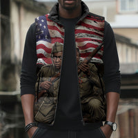 Henry Johnson Black History Month Sleeveless Puffer Jacket Distressed US Flag American Hero Portrait