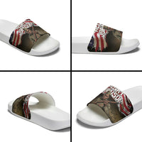 Henry Johnson Black History Month Slide Sandals Distressed US Flag American Hero Portrait