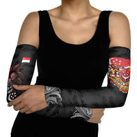 Singapore National Flag Day Arm Sleeves Lion Tiger Coat Of Arms Grunge Graffiti