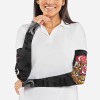 Singapore National Flag Day Arm Sleeves Lion Tiger Coat Of Arms Grunge Graffiti