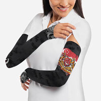 Singapore National Flag Day Arm Sleeves Lion Tiger Coat Of Arms Grunge Graffiti