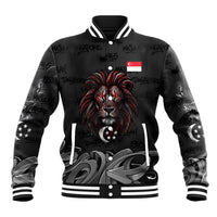 Singapore National Flag Day Baseball Jacket Lion Tiger Coat Of Arms Grunge Graffiti