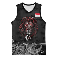 Singapore National Flag Day Basketball Jersey Lion Tiger Coat Of Arms Grunge Graffiti