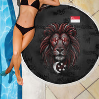 Singapore National Flag Day Beach Blanket Lion Tiger Coat Of Arms Grunge Graffiti