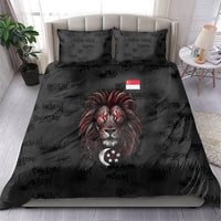 Singapore National Flag Day Bedding Set Lion Tiger Coat Of Arms Grunge Graffiti