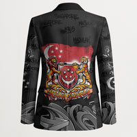 Singapore National Flag Day Blazer Lion Tiger Coat Of Arms Grunge Graffiti