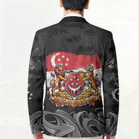 Singapore National Flag Day Blazer Lion Tiger Coat Of Arms Grunge Graffiti