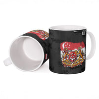 Singapore National Flag Day Ceramic Mug Lion Tiger Coat Of Arms Grunge Graffiti