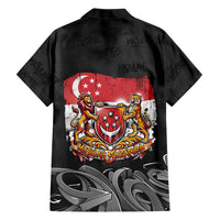 Singapore National Flag Day Hawaiian Shirt Lion Tiger Coat Of Arms Grunge Graffiti