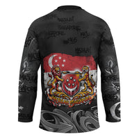 Singapore National Flag Day Hockey Jersey Lion Tiger Coat Of Arms Grunge Graffiti