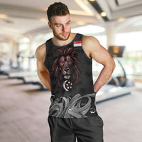 Singapore National Flag Day Men Tank Top Lion Tiger Coat Of Arms Grunge Graffiti