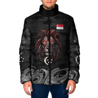 Singapore National Flag Day Padded Jacket Lion Tiger Coat Of Arms Grunge Graffiti