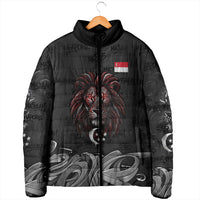 Singapore National Flag Day Padded Jacket Lion Tiger Coat Of Arms Grunge Graffiti