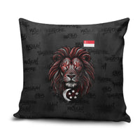 Singapore National Flag Day Pillow Cover Lion Tiger Coat Of Arms Grunge Graffiti