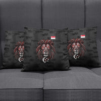 Singapore National Flag Day Pillow Cover Lion Tiger Coat Of Arms Grunge Graffiti