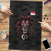 Singapore National Flag Day Puzzle Lion Tiger Coat Of Arms Grunge Graffiti