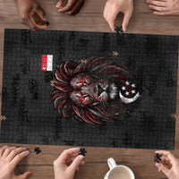 Singapore National Flag Day Puzzle Lion Tiger Coat Of Arms Grunge Graffiti