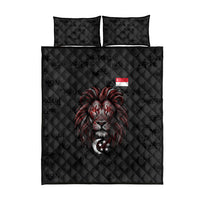 Singapore National Flag Day Quilt Bed Set Lion Tiger Coat Of Arms Grunge Graffiti