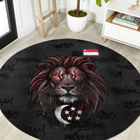 Singapore National Flag Day Round Carpet Lion Tiger Coat Of Arms Grunge Graffiti