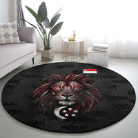 Singapore National Flag Day Round Carpet Lion Tiger Coat Of Arms Grunge Graffiti