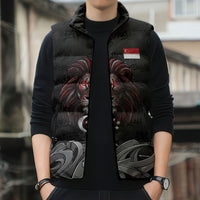 Singapore National Flag Day Sleeveless Puffer Jacket Lion Tiger Coat Of Arms Grunge Graffiti