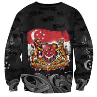 Singapore National Flag Day Sweatshirt Lion Tiger Coat Of Arms Grunge Graffiti