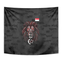 Singapore National Flag Day Tapestry Lion Tiger Coat Of Arms Grunge Graffiti