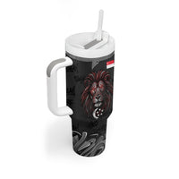 Singapore National Flag Day Tumbler With Handle Lion Tiger Coat Of Arms Grunge Graffiti