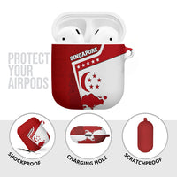 Singapore Merlion AirPods Case National Flag Day Patriotic Crescent Moon And Stars