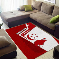 Singapore Merlion Area Rug National Flag Day Patriotic Crescent Moon And Stars