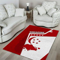 Singapore Merlion Area Rug National Flag Day Patriotic Crescent Moon And Stars