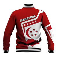 Singapore Merlion Baseball Jacket National Flag Day Patriotic Crescent Moon And Stars