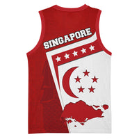 Singapore Merlion Basketball Jersey National Flag Day Patriotic Crescent Moon And Stars
