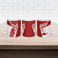 Singapore Merlion Ceramic Mug National Flag Day Patriotic Crescent Moon And Stars
