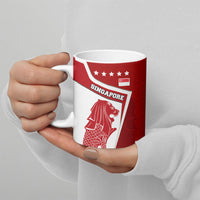 Singapore Merlion Ceramic Mug National Flag Day Patriotic Crescent Moon And Stars