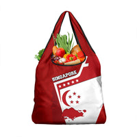 Singapore Merlion Grocery Bag National Flag Day Patriotic Crescent Moon And Stars