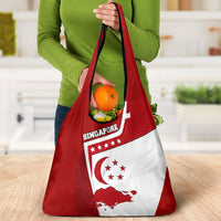 Singapore Merlion Grocery Bag National Flag Day Patriotic Crescent Moon And Stars
