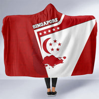 Singapore Merlion Hooded Blanket National Flag Day Patriotic Crescent Moon And Stars