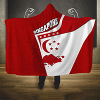 Singapore Merlion Hooded Blanket National Flag Day Patriotic Crescent Moon And Stars