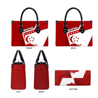 Singapore Merlion Leather Bag National Flag Day Patriotic Crescent Moon And Stars